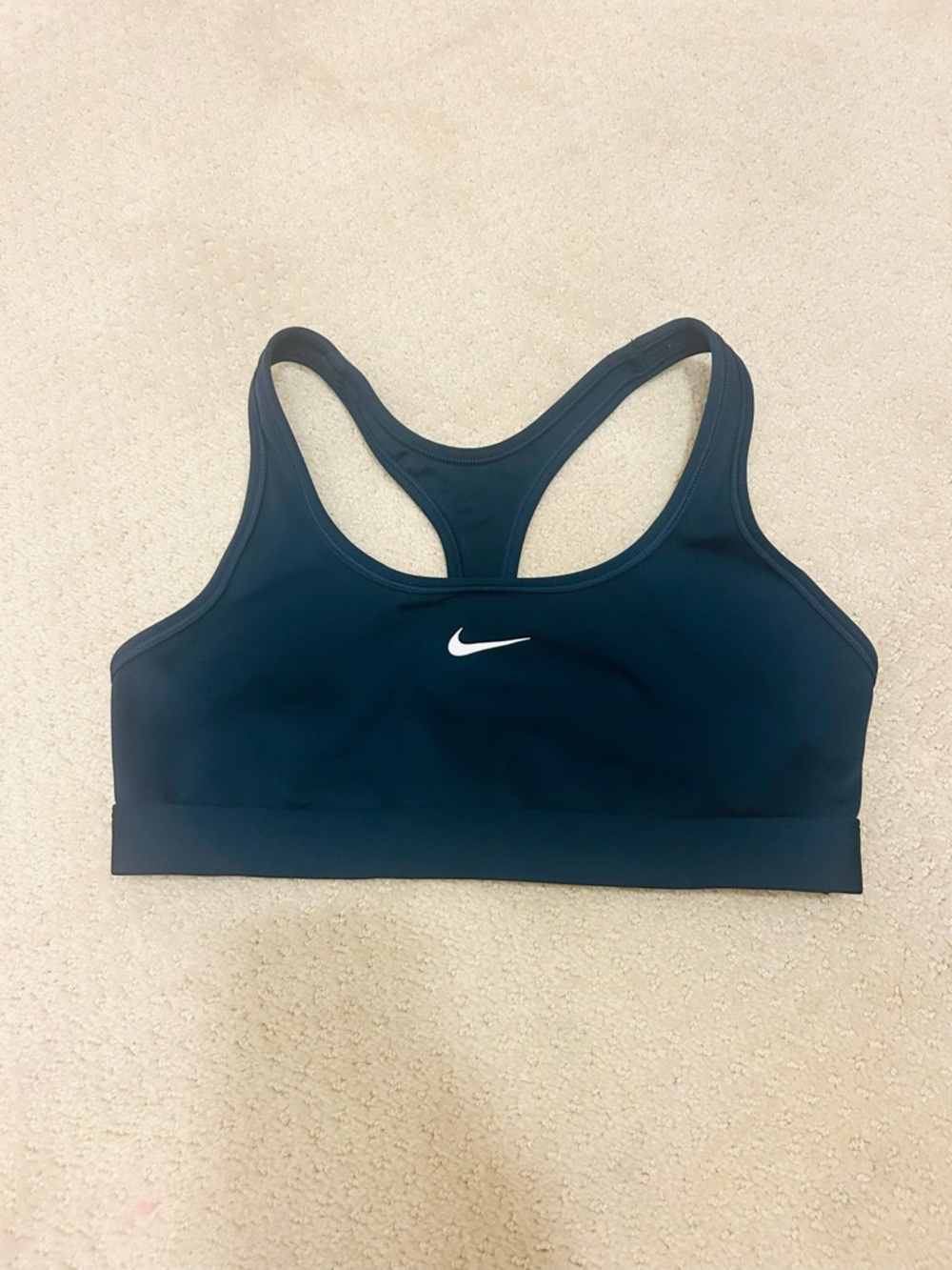 Nike Navy Racerback Dri-FIT Sports Bra with White Swoosh
